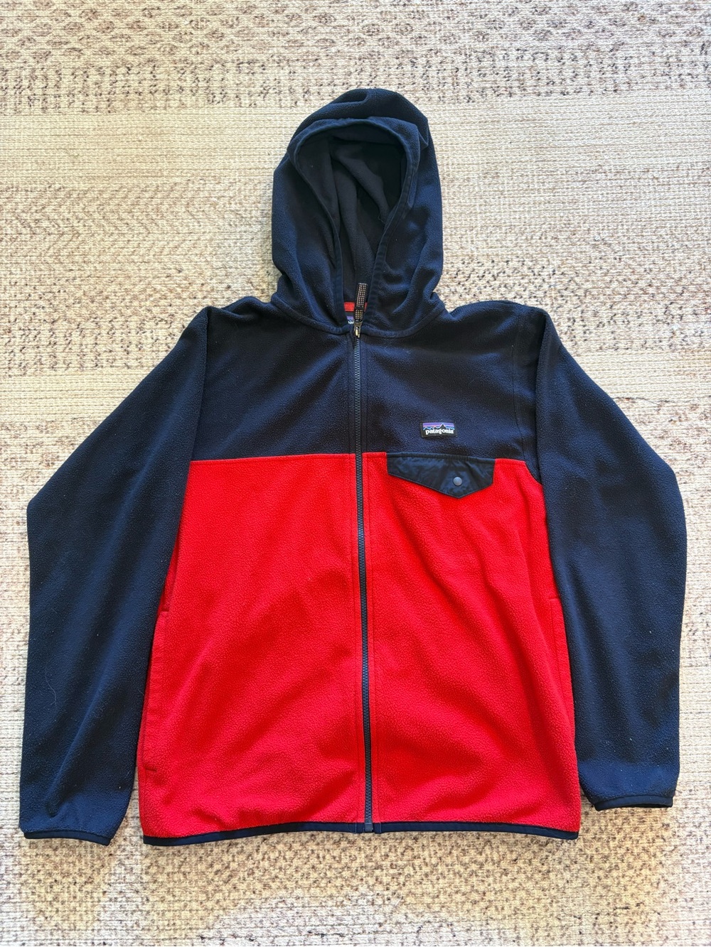 Patagonia Navy Fleece Zip Jacket with Red .